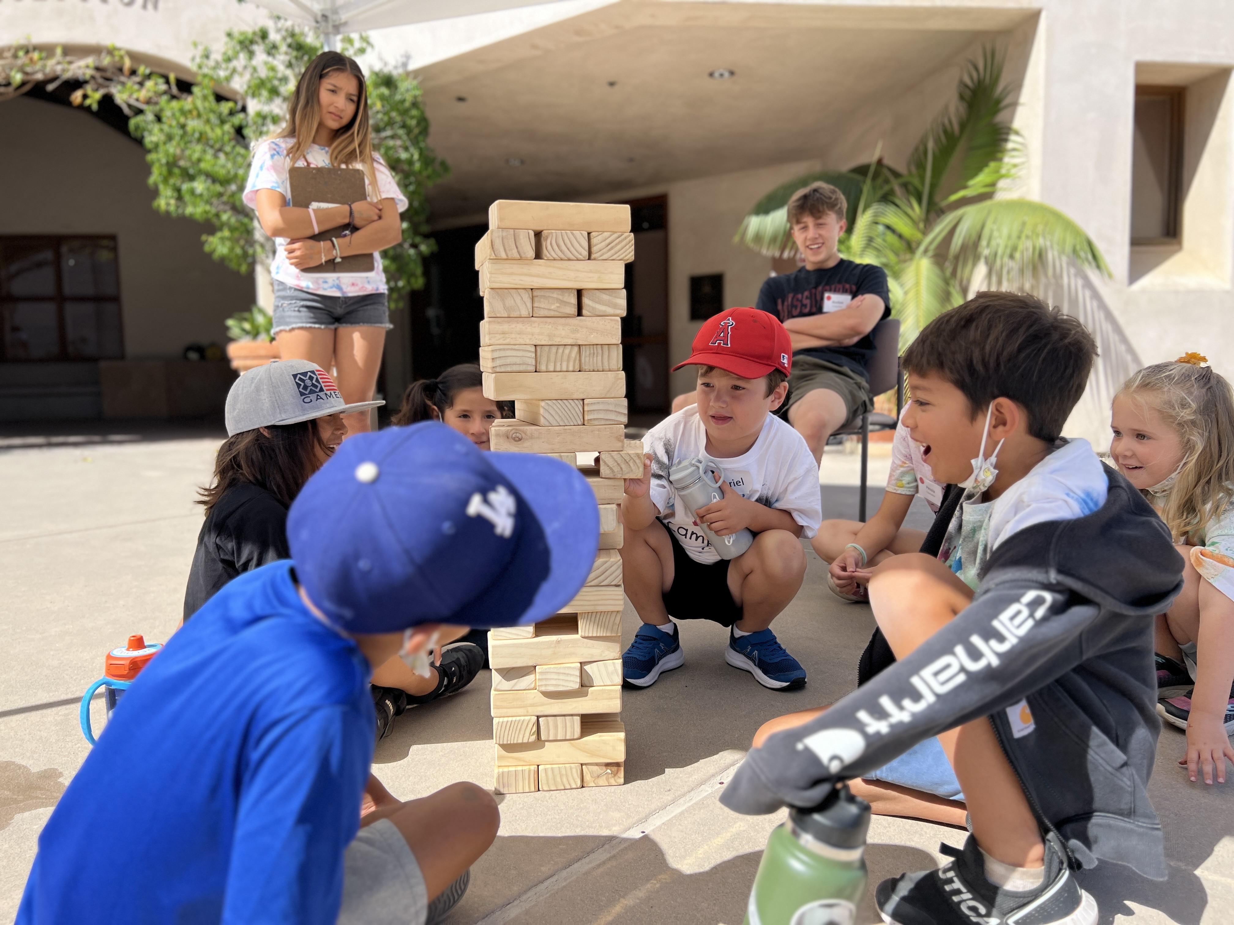 campers playing Jenga