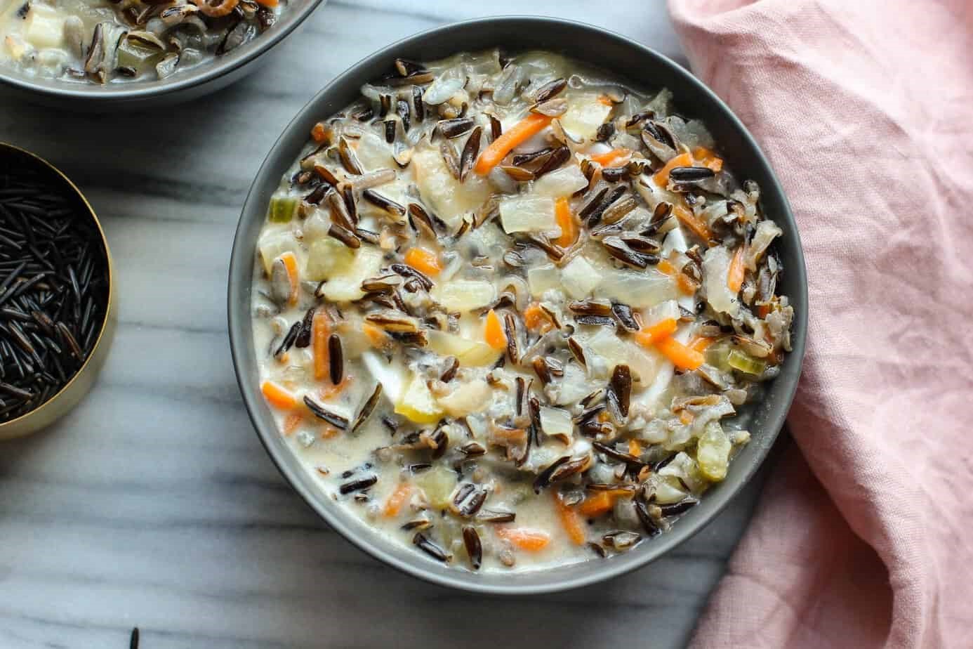 Bowl of wild rice soup