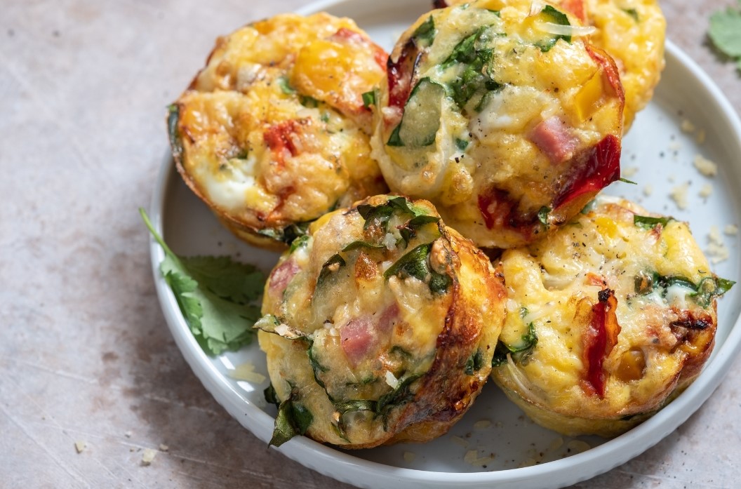 Several egg bites on a plate